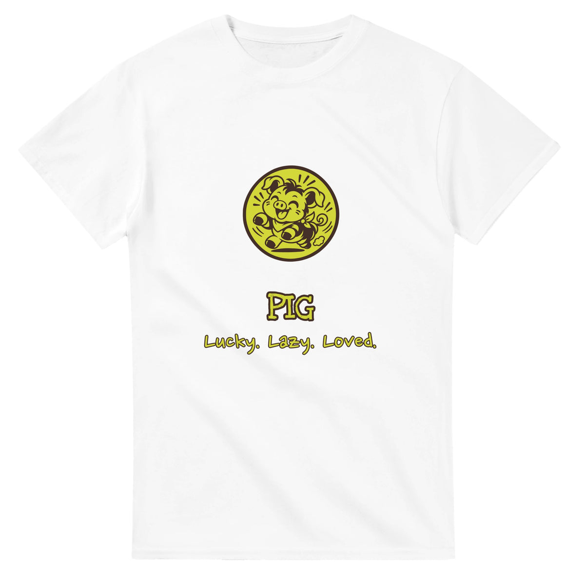 Pig • Lucky. Lazy. Loved — white unisex t-shirt