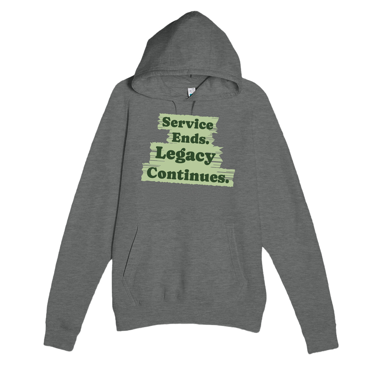 Service Ends. Legacy Continues — heartfelt graphite heather unisex hoodie