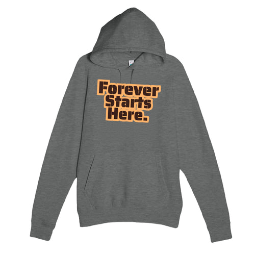 Forever Starts Here — heartfelt graphite heather unisex hoodie