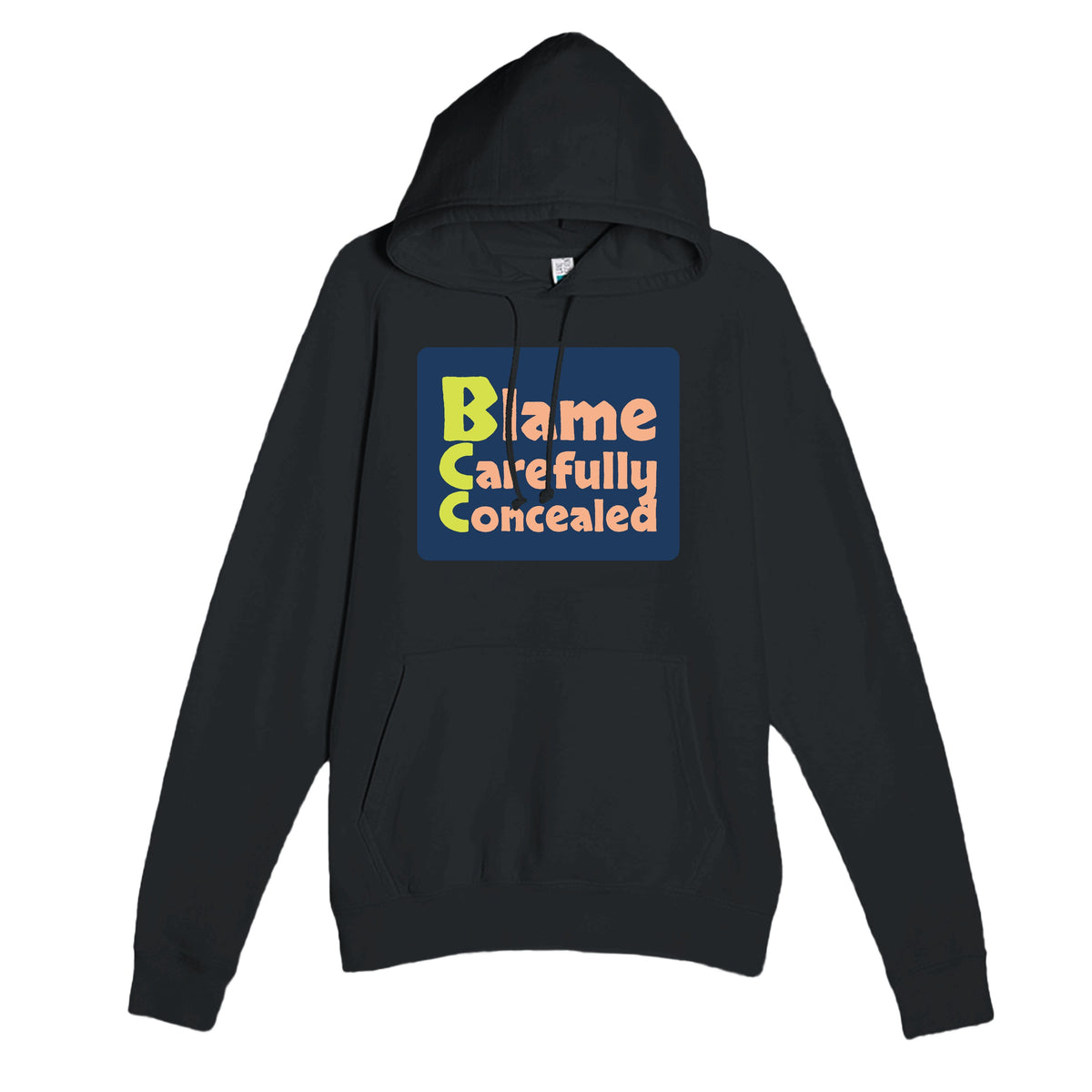 Blame Carefully Concealed — funny black unisex hoodie