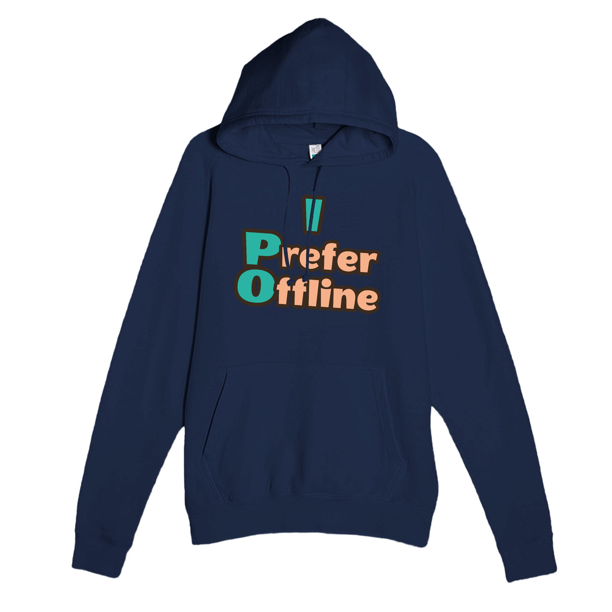 I Prefer Offline — funny navy unisex hoodie