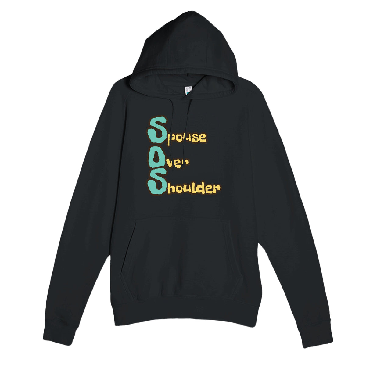 Spouse Over Shoulder — funny black unisex hoodie