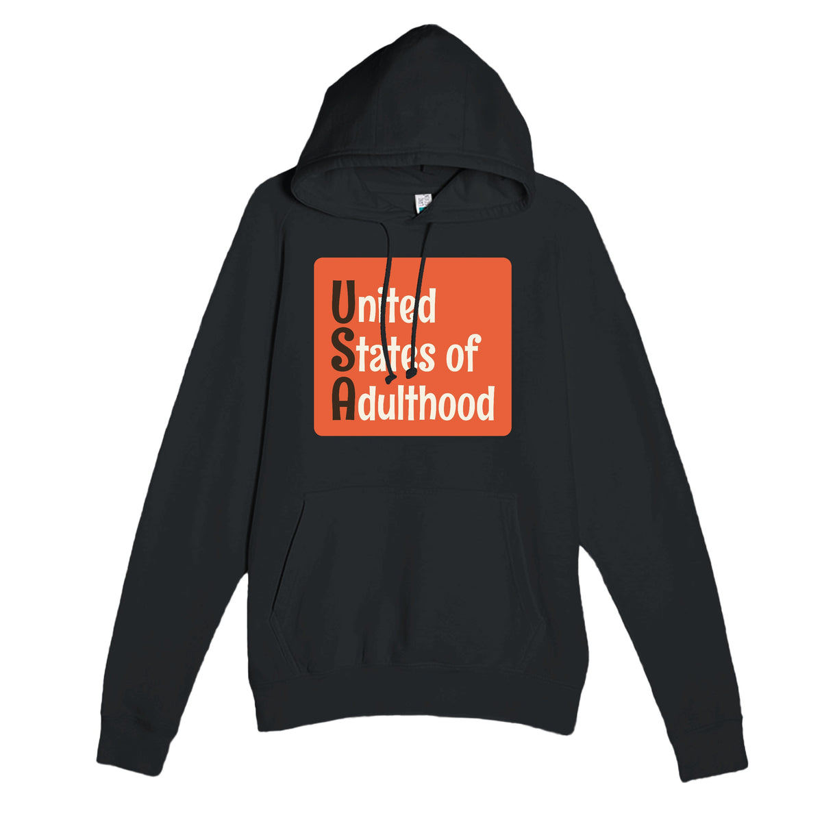 United States of Adulthood — funny black unisex hoodie