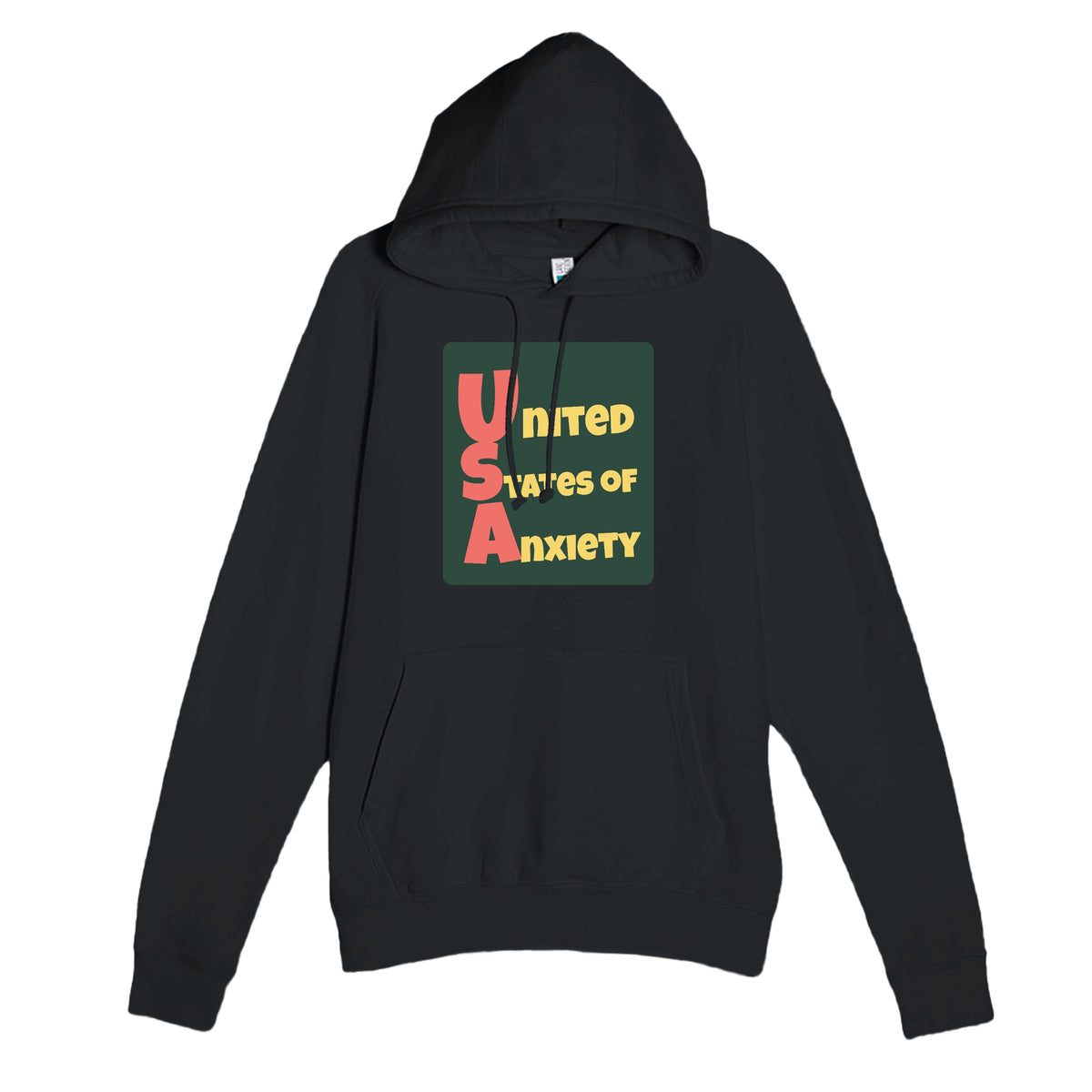 United States of Anxiety — funny black unisex hoodie