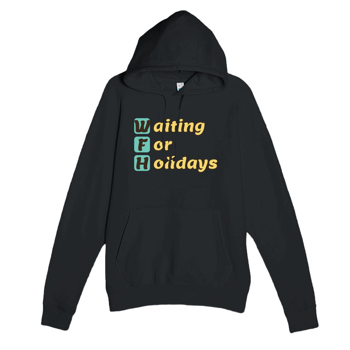 Waiting For Holidays — funny black unisex hoodie