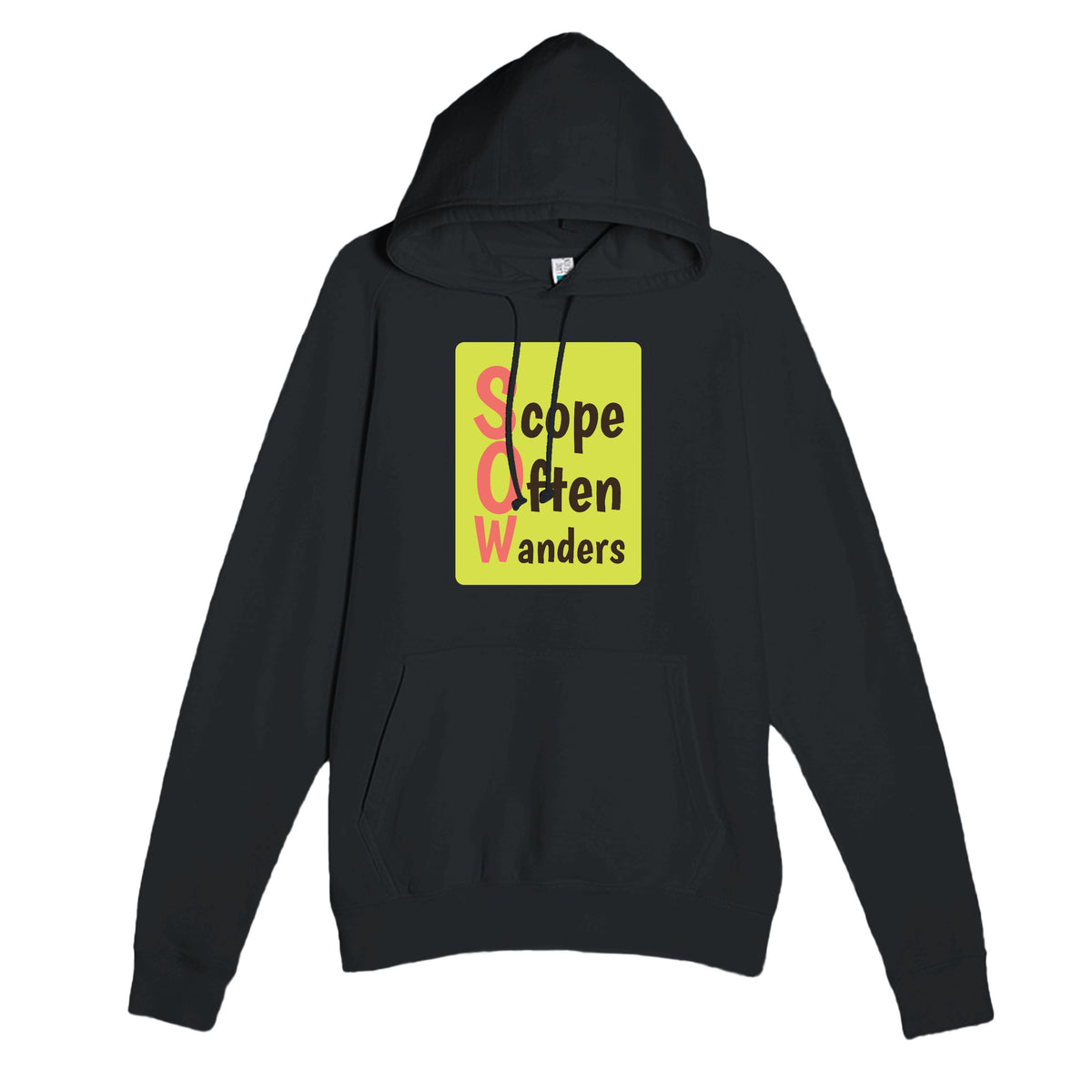 Scope Often Wanders — funny black unisex hoodie