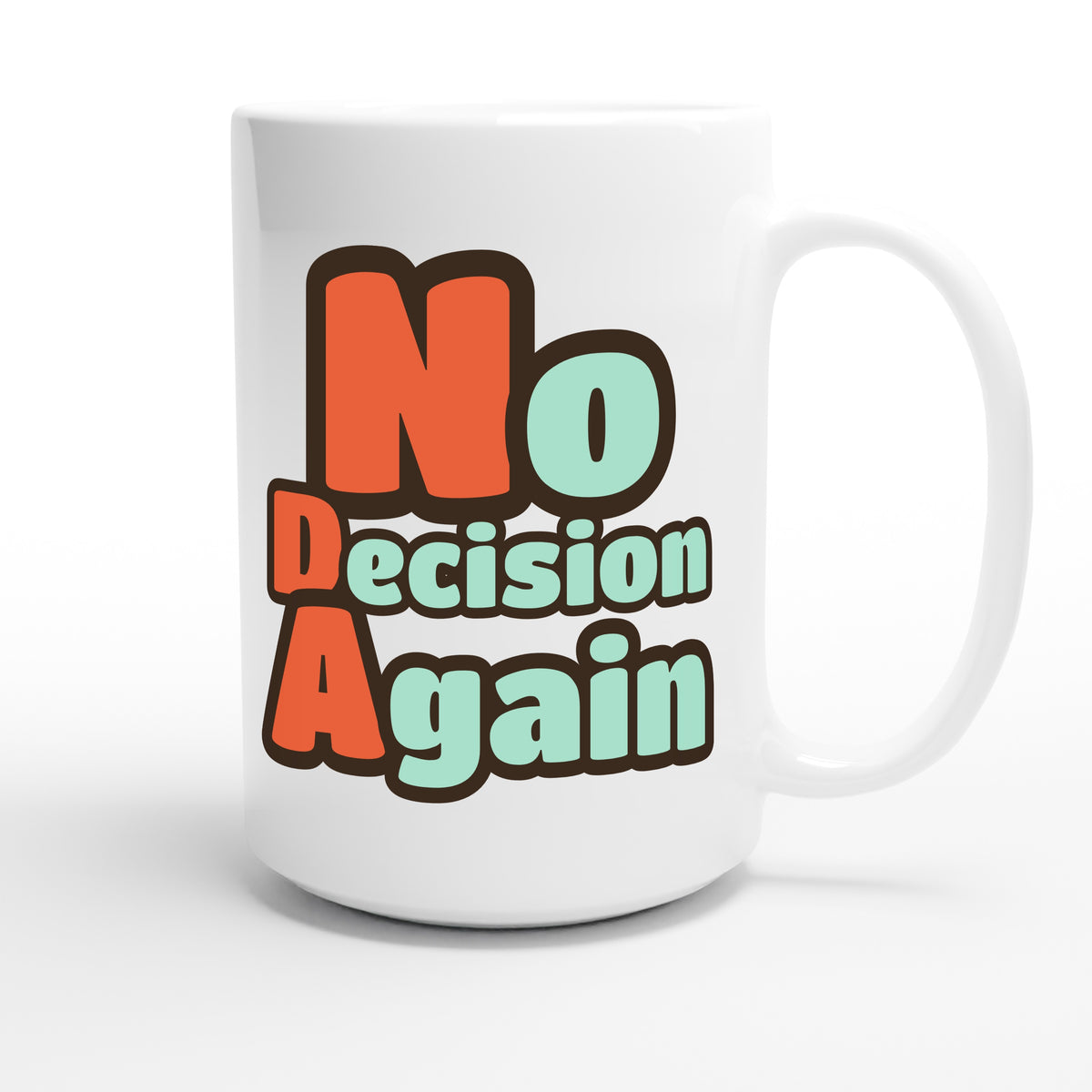 No Decision Again — funny 15oz white coffee mug