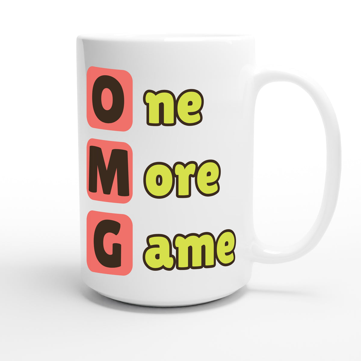 One More Game — funny 15oz white coffee mug