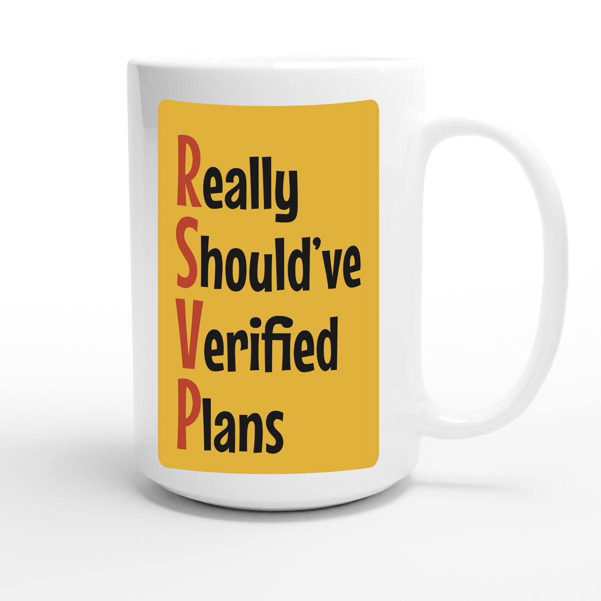 Really Should’ve Verified Plans — funny 15oz white coffee mug