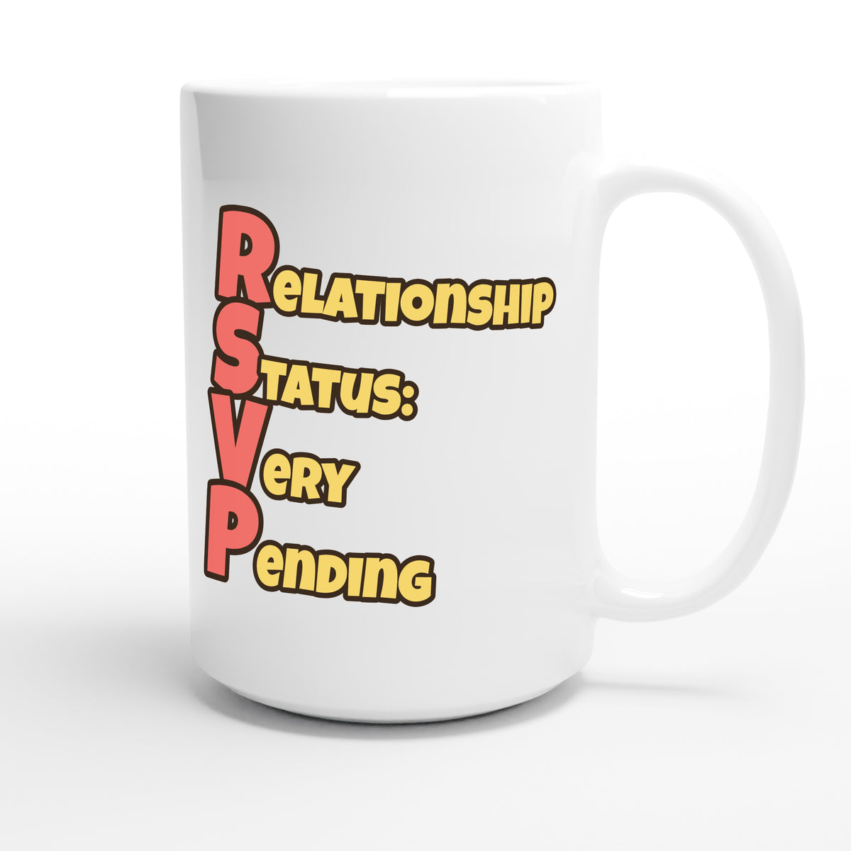 Relationship Status: Very Pending — funny 15oz white coffee mug