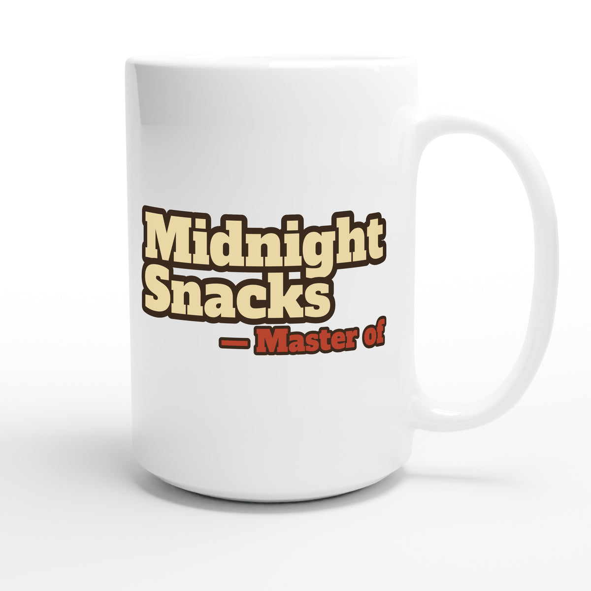 Master of Midnight Snacks — funny 15oz white coffee mug