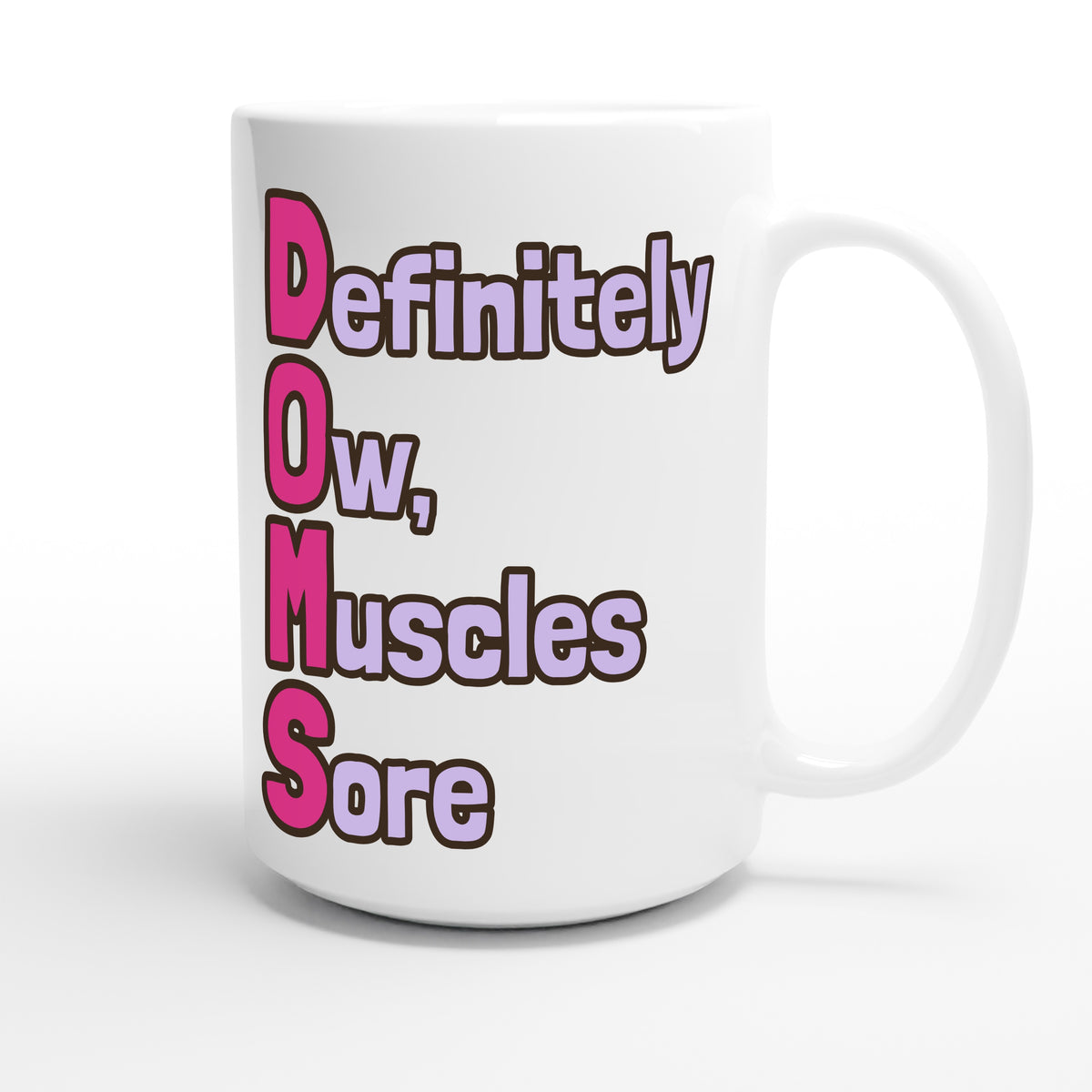 Definitely Ow, Muscles Sore — funny 15oz white coffee mug