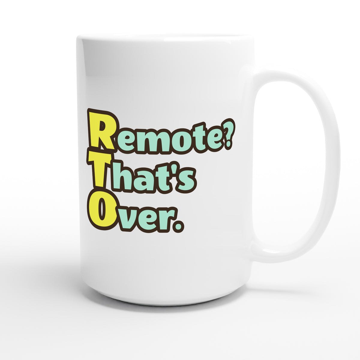 Remote? That's Over. — funny 15oz white coffee mug