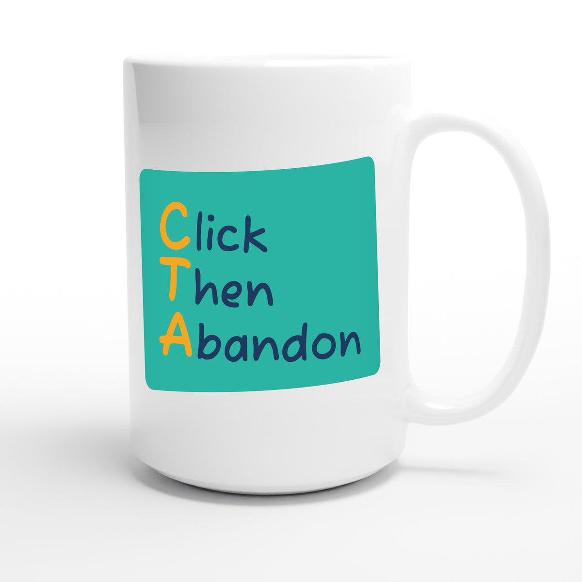 Click Then Abandon — funny 15oz white coffee mug