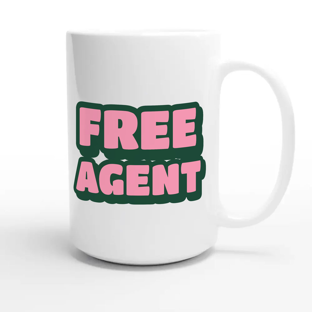 Free Agent — funny 15oz white coffee mug