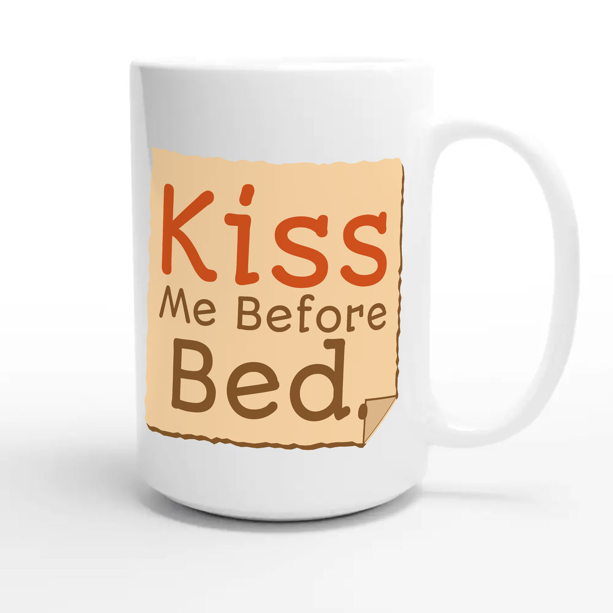 Kiss Me Before Bed — cute 15oz white coffee mug