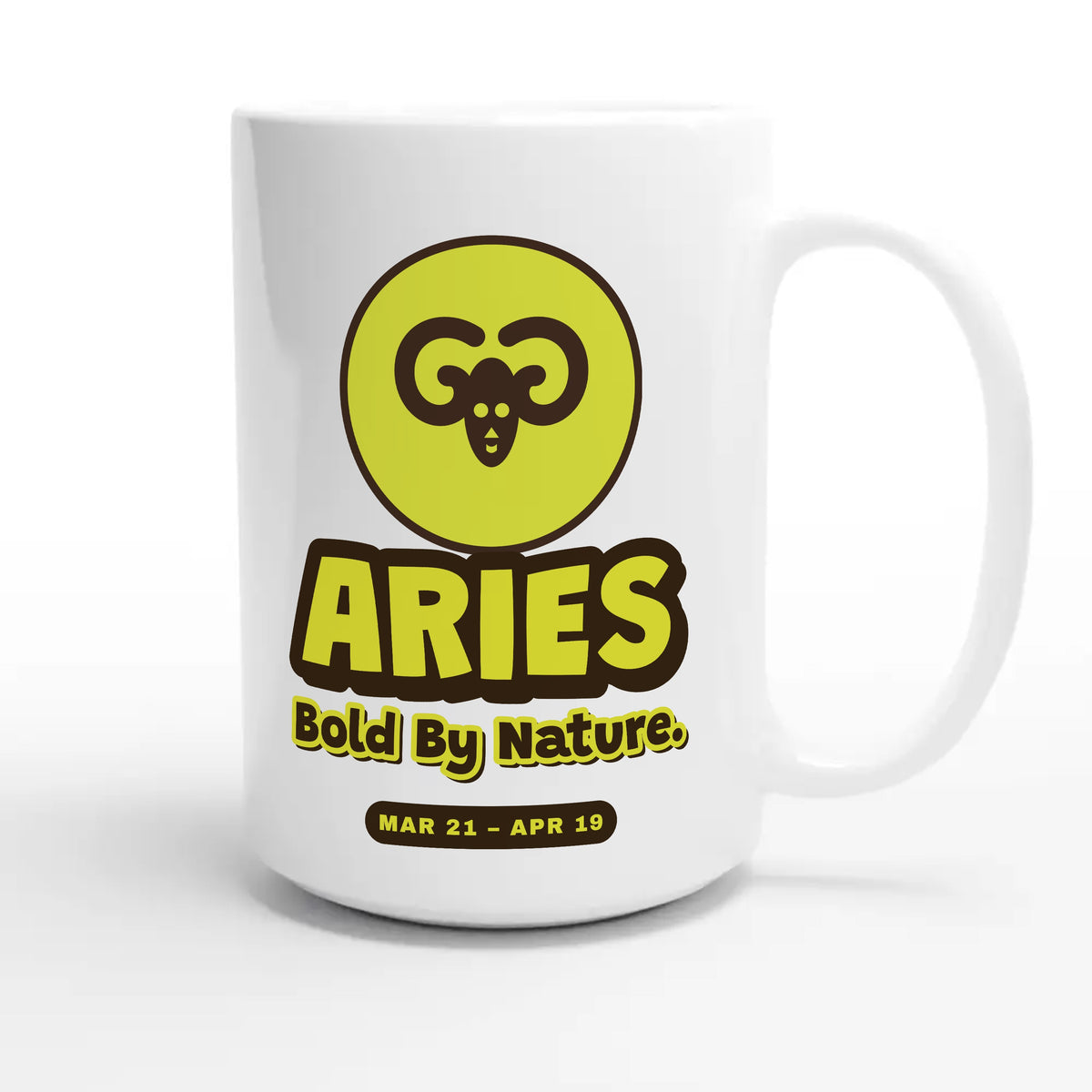 Aries. Bold By Nature — cute 15oz white coffee mug