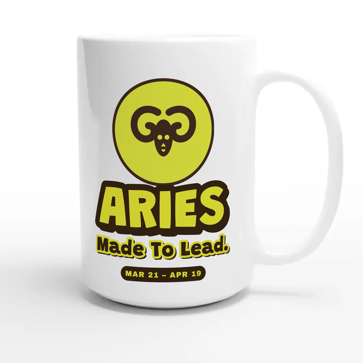 Aries • Made To Lead — cute 15oz white coffee mug