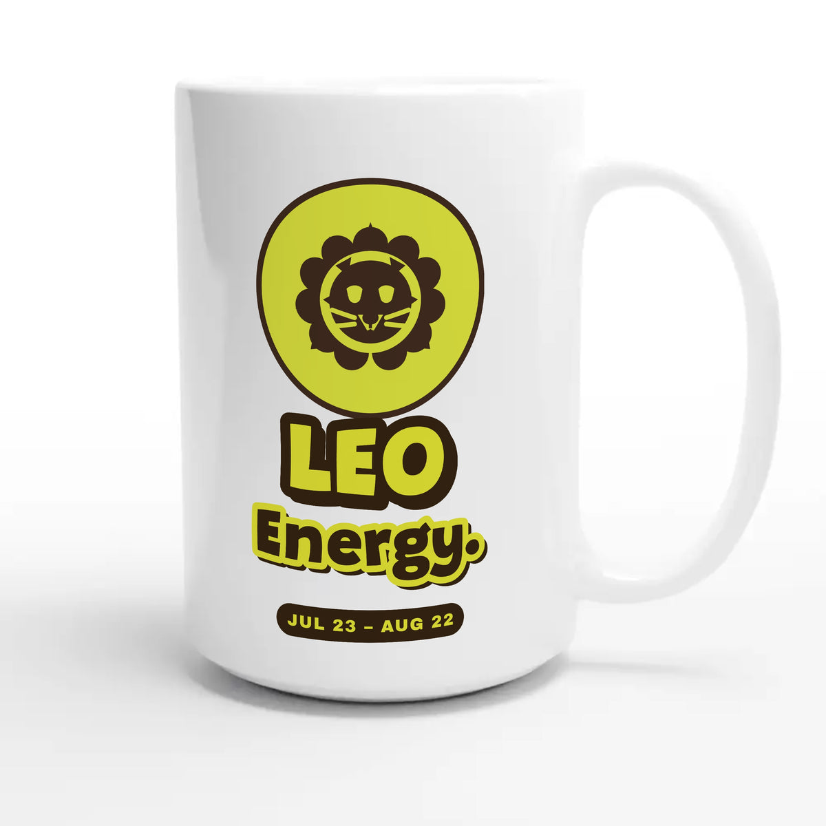 Leo Energy — cute 15oz white coffee mug