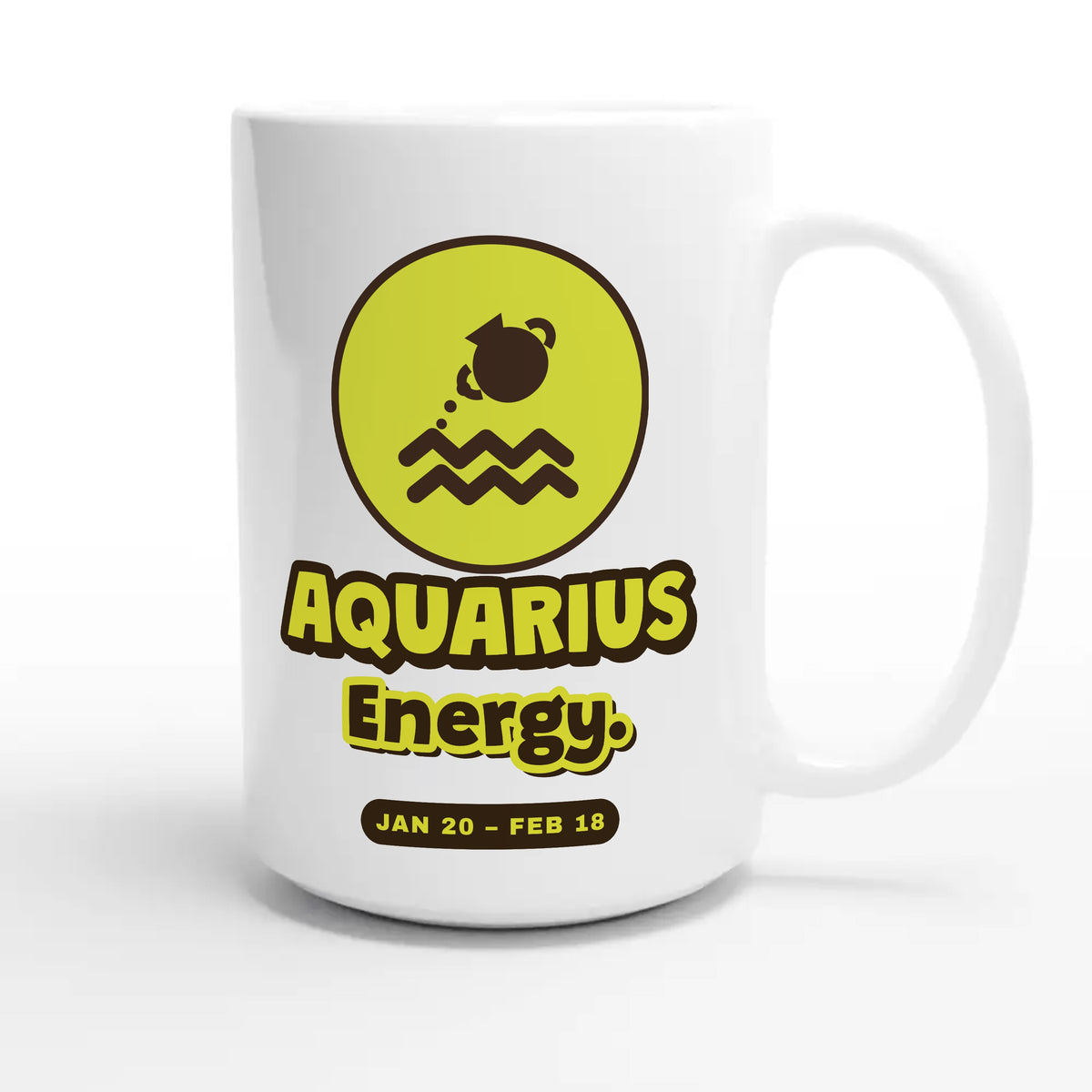 Aquarius Energy — cute 15oz white coffee mug