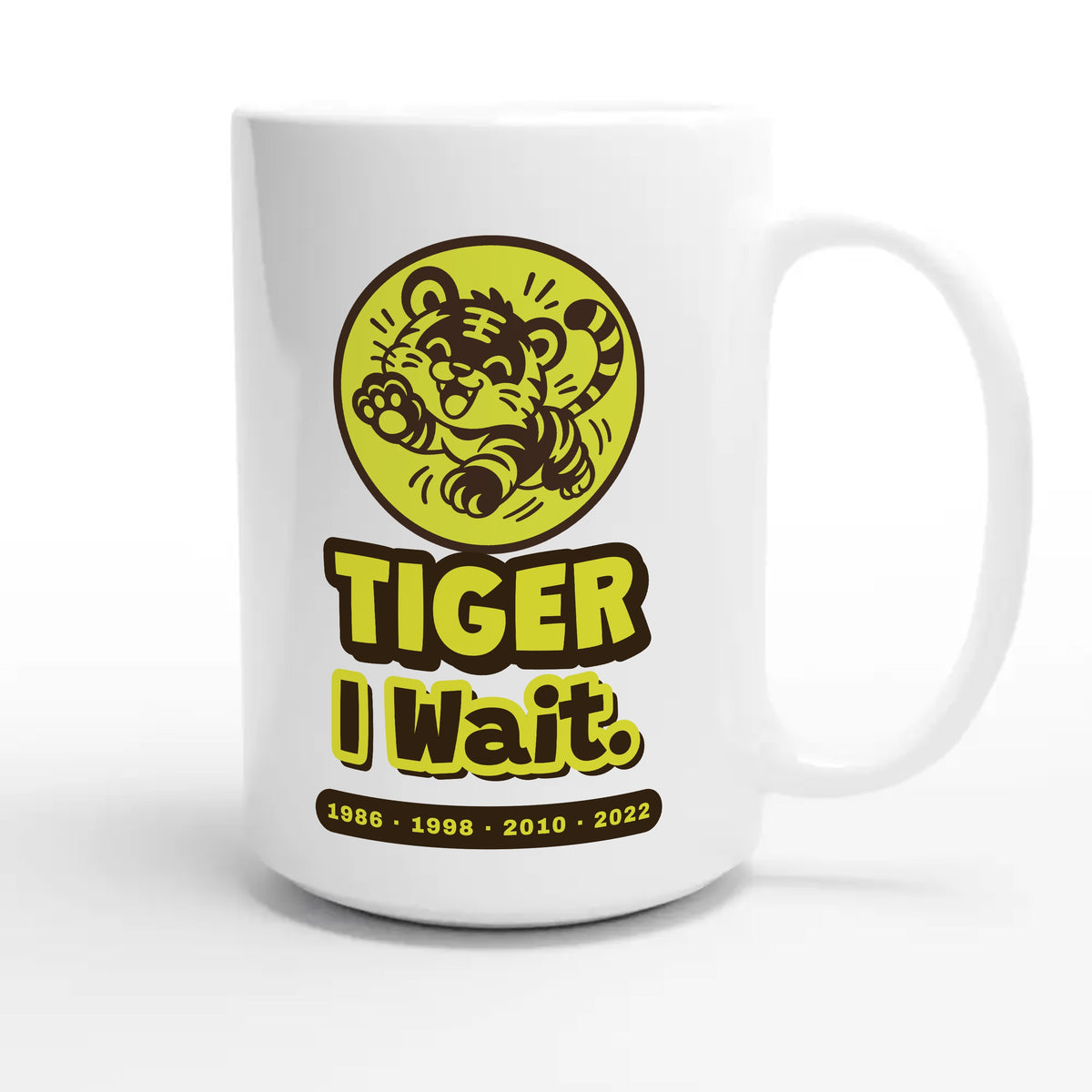 Tiger • I Wait — cute 15oz white coffee mug