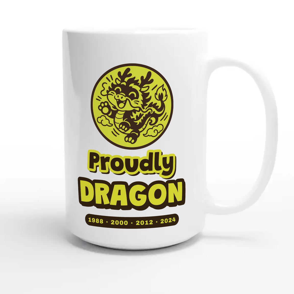 Proudly Dragon — cute 15oz white coffee mug