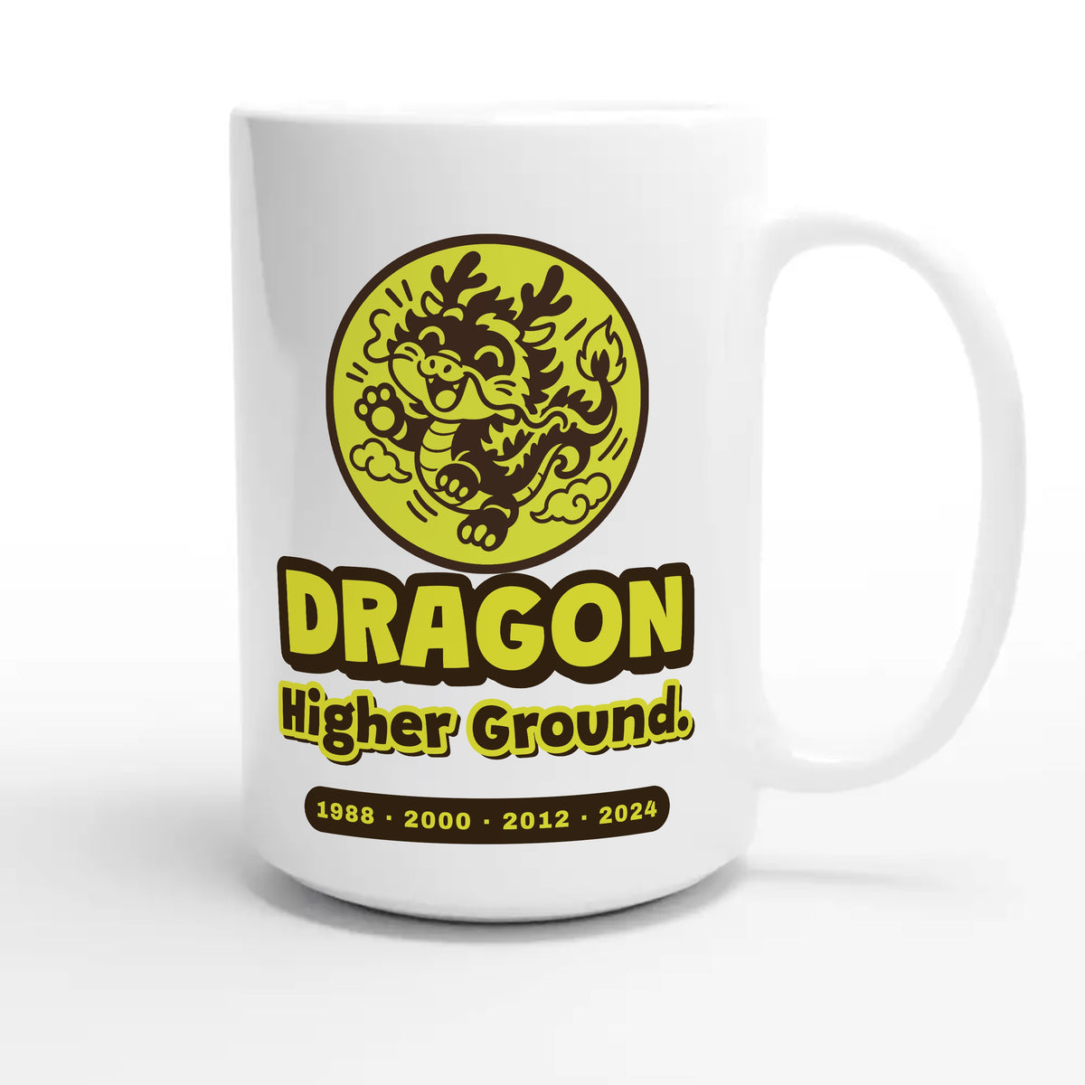 Dragon • Higher Ground — cute 15oz white coffee mug