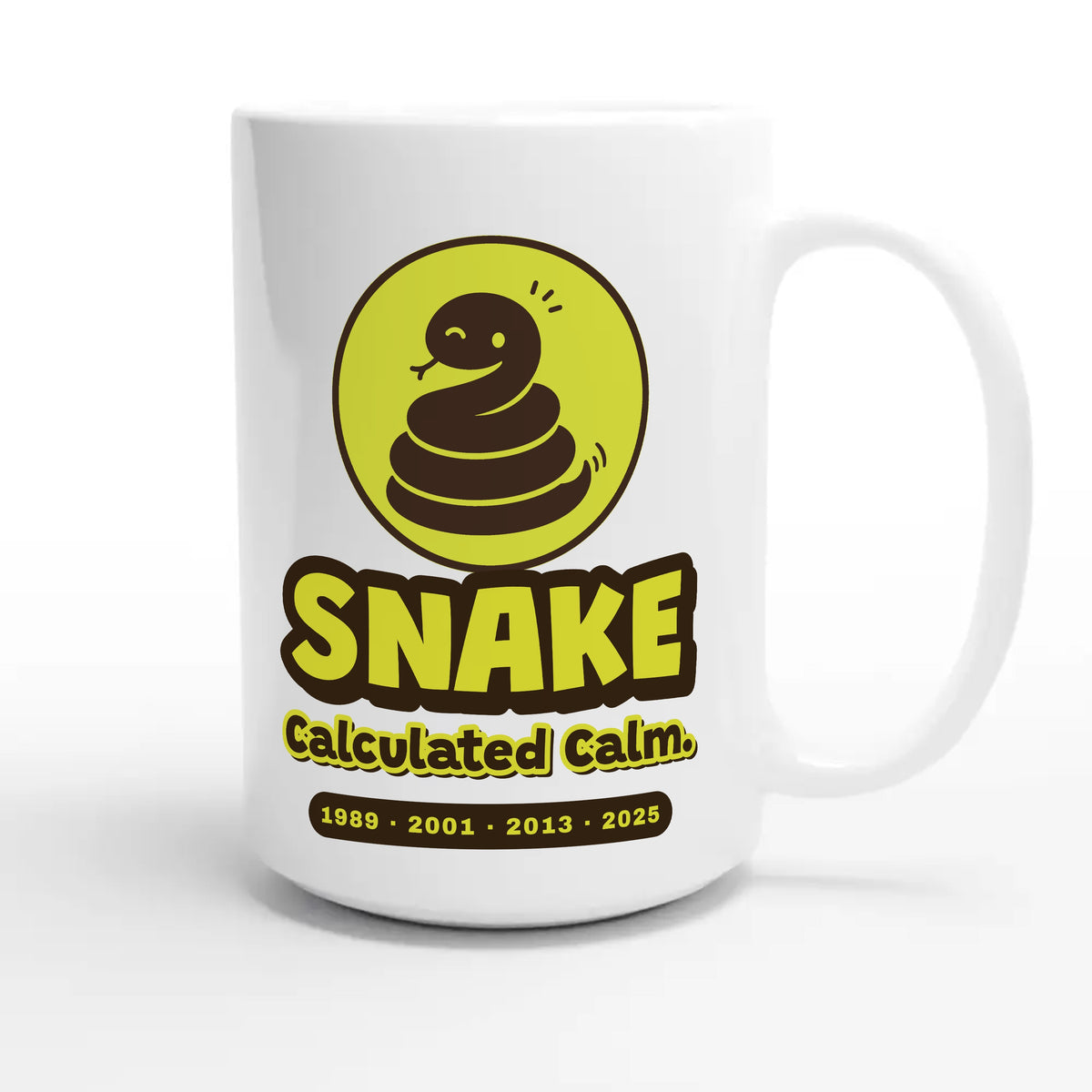 Snake • Calculated Calm — funny 15oz white coffee mug