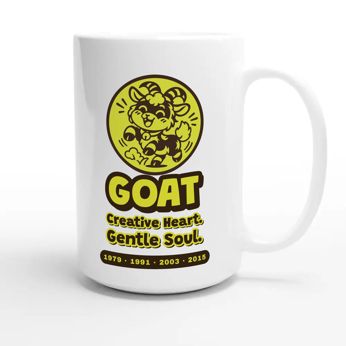Goat • Creative Heart. Gentle Soul — funny 15oz white coffee mug