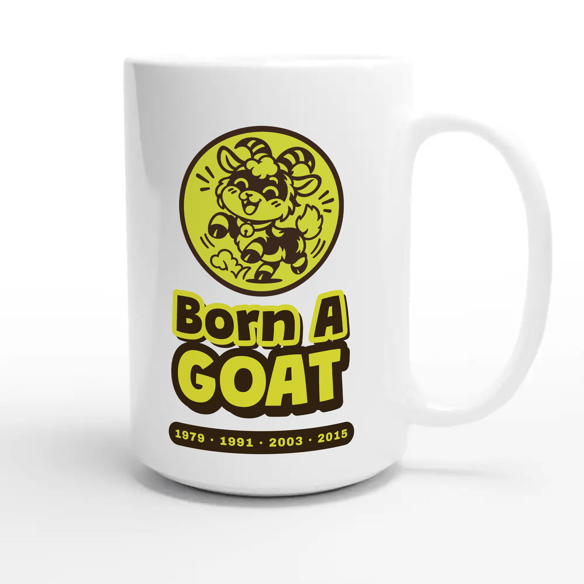 Born A Goat — cute 15oz white coffee mug