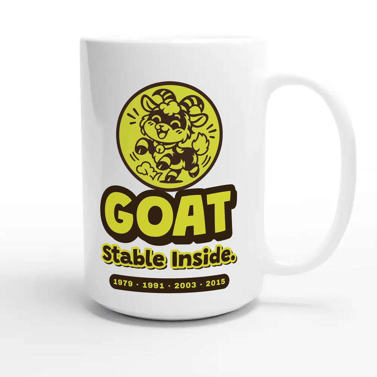 Goat • Stable Inside — cute 15oz white coffee mug