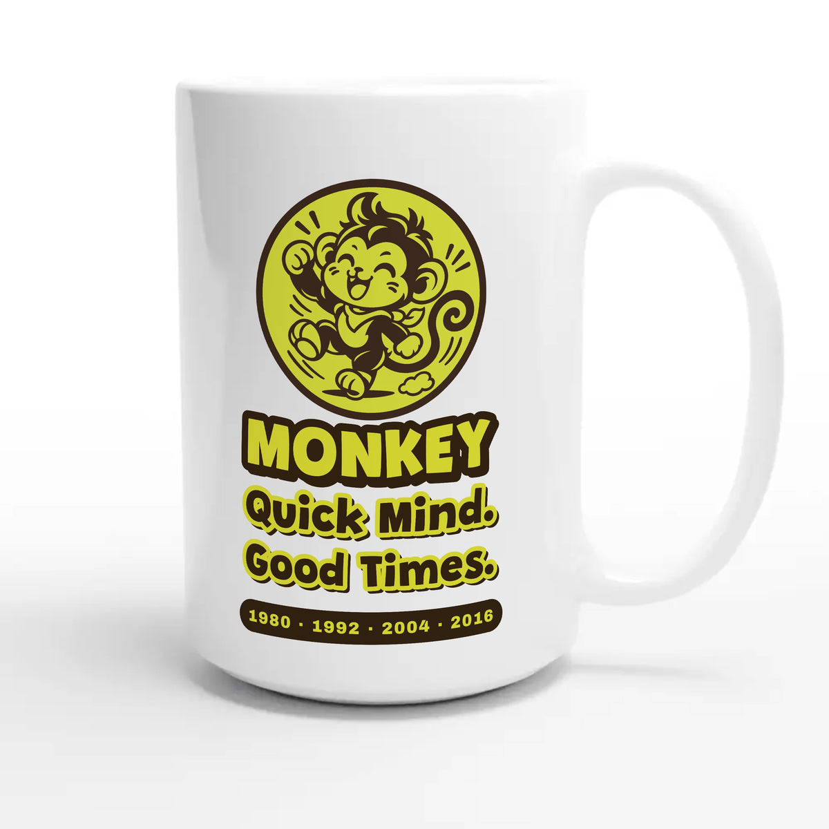 Monkey • Quick Mind. Good Times — cute 15oz white coffee mug