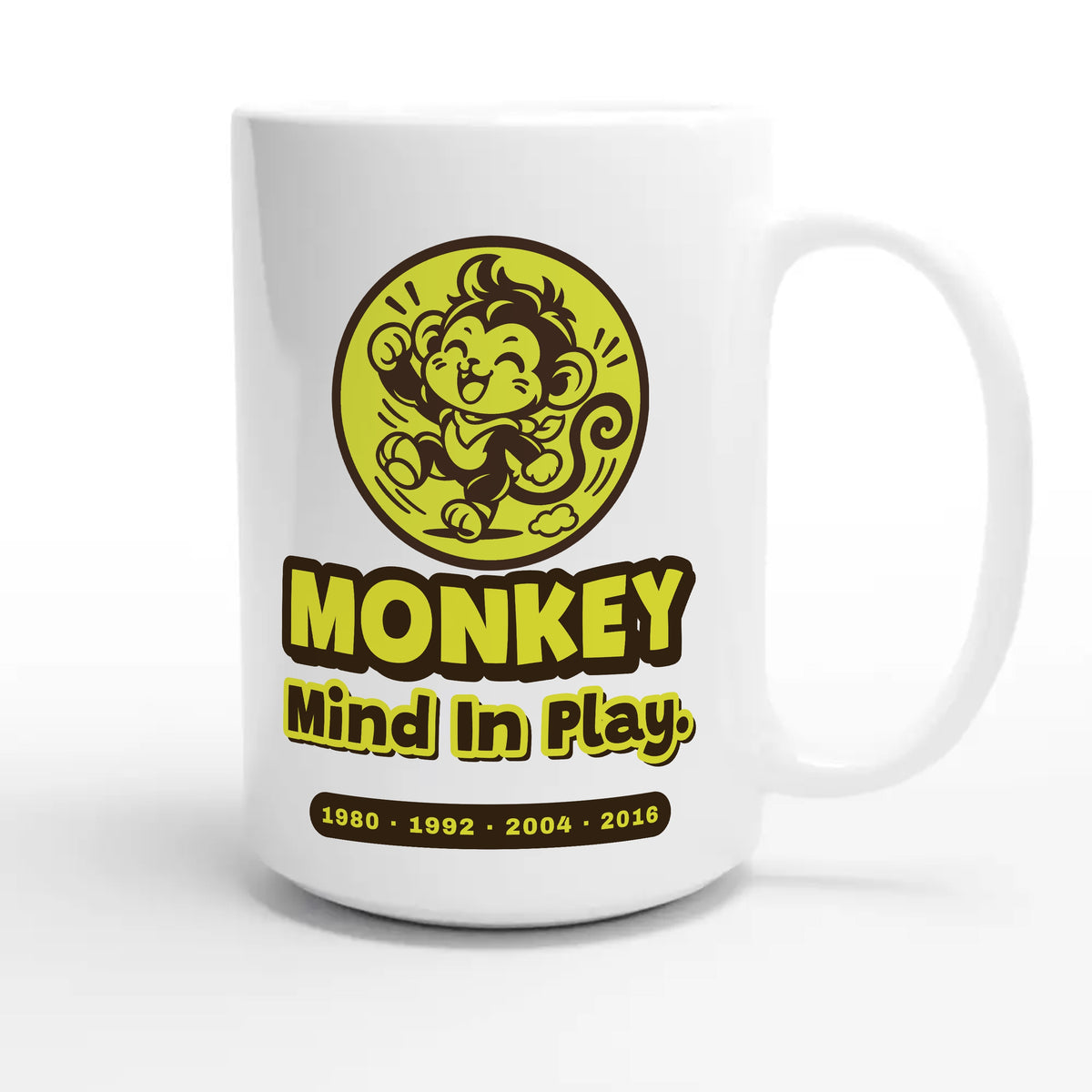 Monkey • Mind In Play — cute 15oz white coffee mug