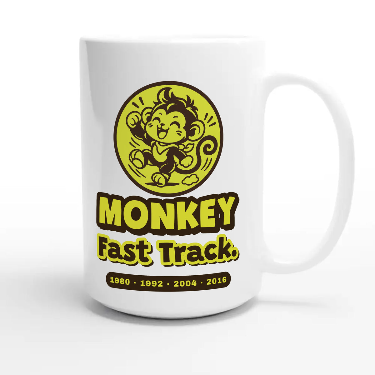 Monkey • Fast Track — cute 15oz white coffee mug