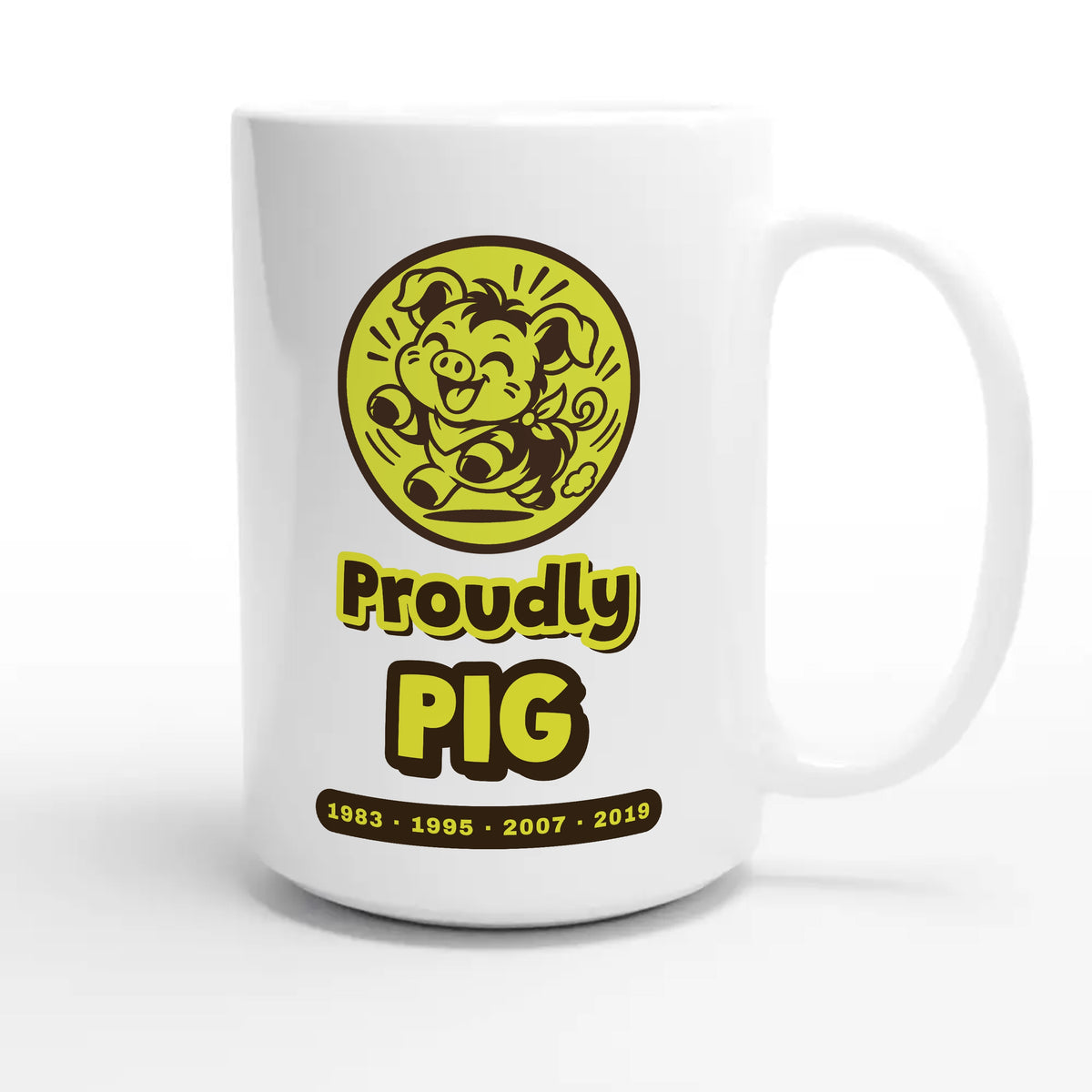 Proudly Pig — cute 15oz white coffee mug
