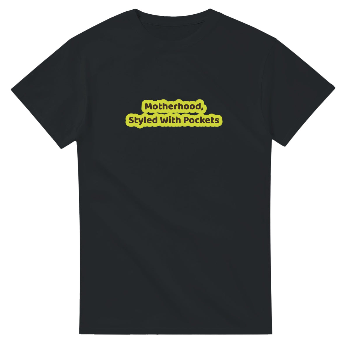 Motherhood, Styled With Pockets — black unisex t-shirt