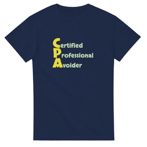 Certified Professional Avoider — navy unisex t-shirt