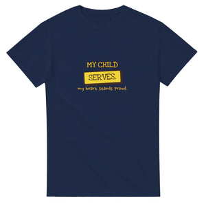 My Child Serves. My Heart Stands Proud — navy unisex t-shirt