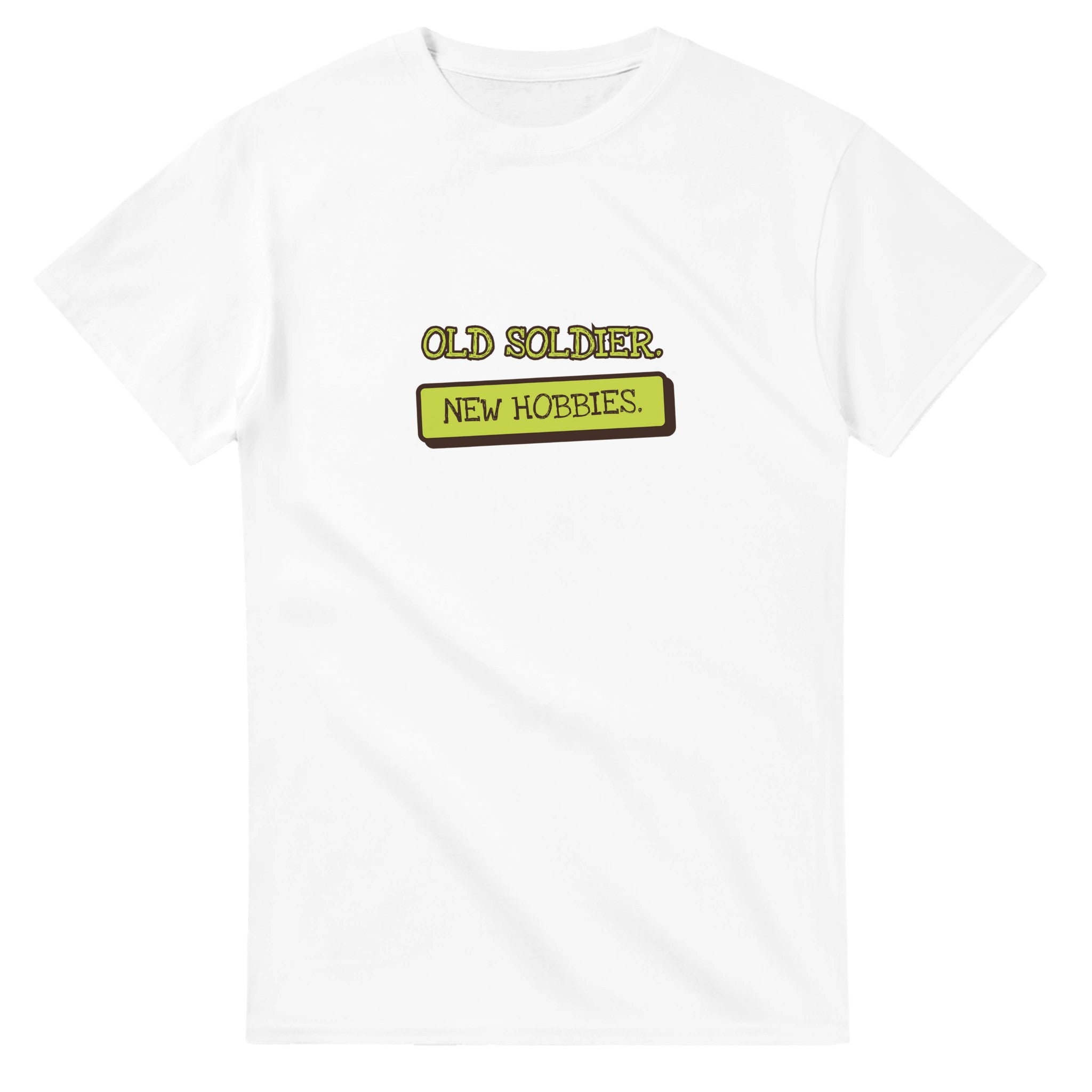 Old Soldier. New Hobbies — white unisex t-shirt
