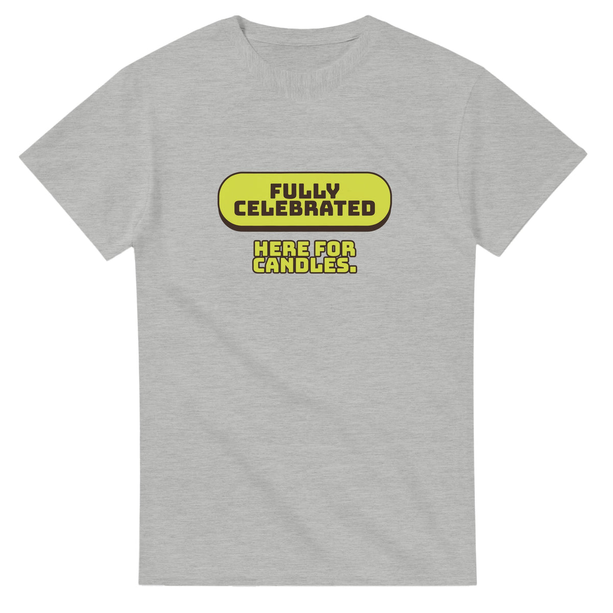 Fully Celebrated. Here For Candles — ash unisex t-shirt