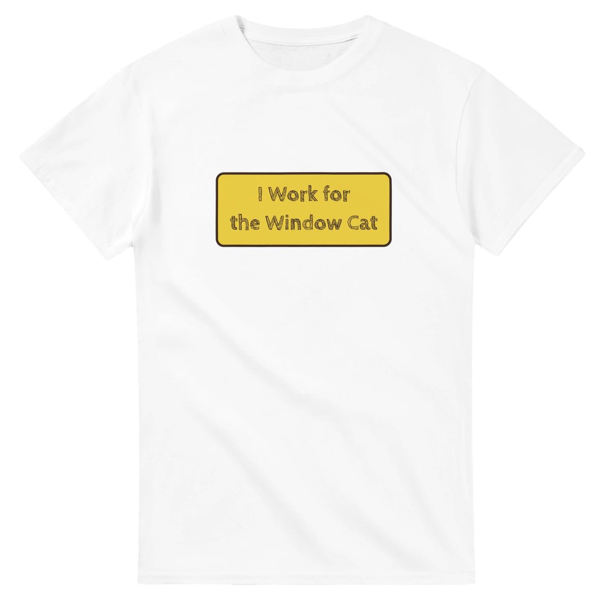 I Work For The Window Cat — white unisex t-shirt