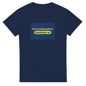 Bachelor of Procrastination — navy unisex t-shirt