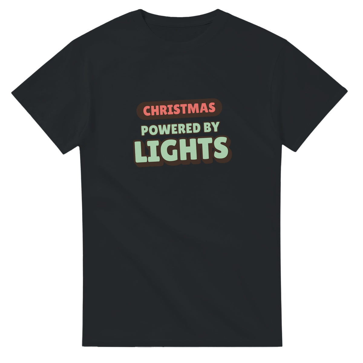 Christmas Powered By Lights — black unisex t-shirt