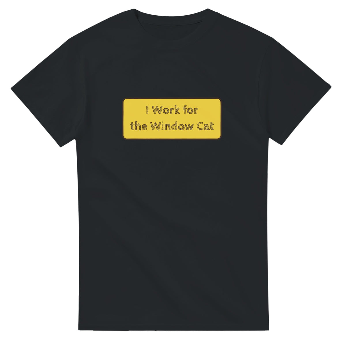 I Work For The Window Cat — black unisex t-shirt