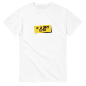 Out Of Office. Eating — white unisex t-shirt