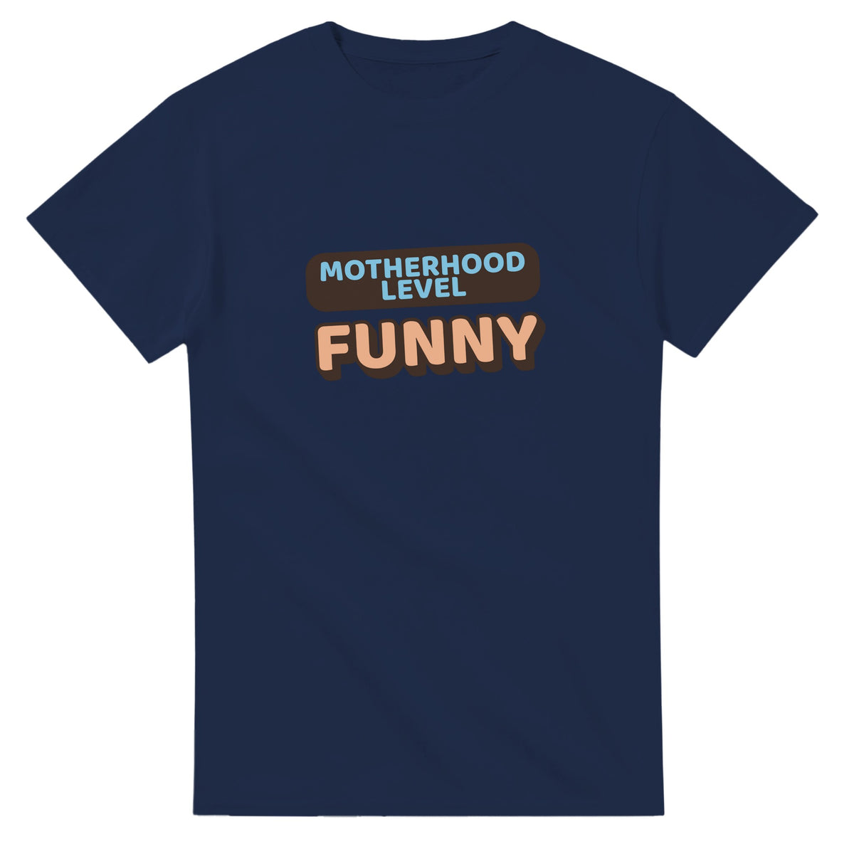Motherhood Level: Funny — navy unisex t-shirt