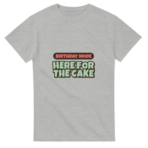 Birthday Mode: Here For The Cake — ash unisex t-shirt