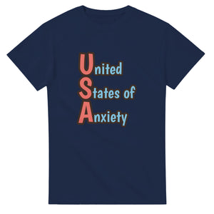 United States of Anxiety — navy unisex t-shirt
