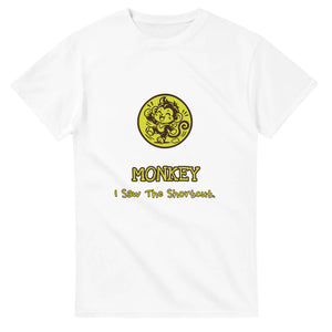 Monkey • I Saw The Shortcut — white unisex t-shirt