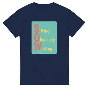 Sitting, Obviously Waiting — navy unisex t-shirt